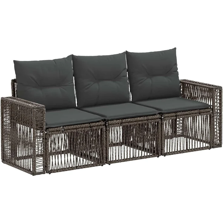 vidaXL Gartensofa-set 3 stk. 3-Sitzer Grau und Dunkelgrau Poly-Rattan 3435041 – Bild 1