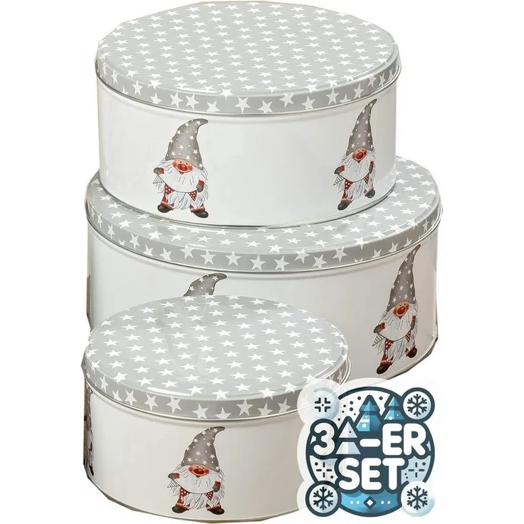 BOLTZE GRUPPE GmbH Keksdose CasaJame 3er Set Keksdose Plätzchendose Weihnachten Wichtel grau V15