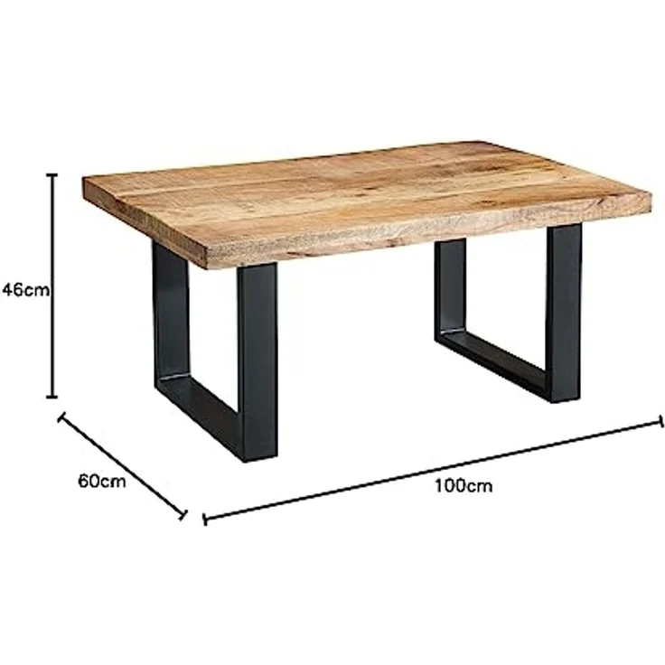 riess-ambiente Couchtisch IRON CRAFT 100cm natur / schwarz (Einzelartikel, 1-St), Wohnzimmer · Massivholz · Metall · Kufen-Gestell · eckig · Design – Bild 3