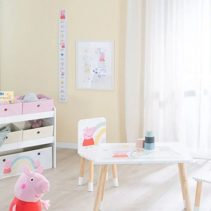 roba Messlatte 'Peppa Pig' - Skala von 70 cm bis 150 cm für Kinder - Holz - Weiß / Rosa – Bild 2