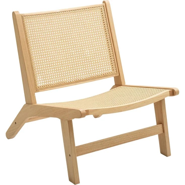 Rattanstuhl, Lesestuhl, Holzrahmen, breiterer Sitz, 64 x 70 x 74 cm, Naturholz--Naturholz--74x64x70cm--YOUDENOVA – Bild 2