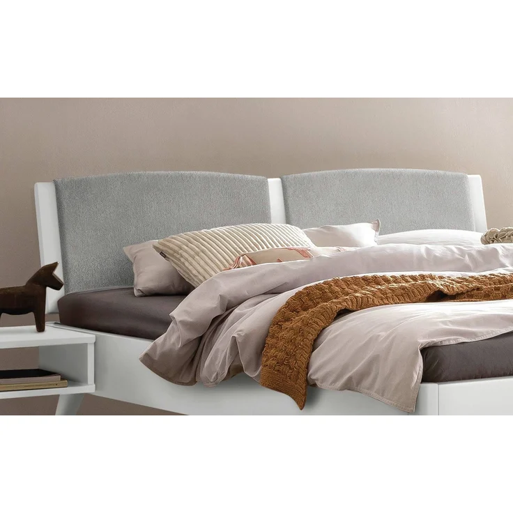 Hasena Polsterbett Fabro Lounge Weiß mit grauem Bezug 180x200 cm, Fußhöhe 20 cm MDF weiss deckend – Lounge – Bild 4