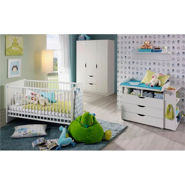 Babyzimmer Alvara 7 teiliges Kinderzimmer Komplett Set in Weiß