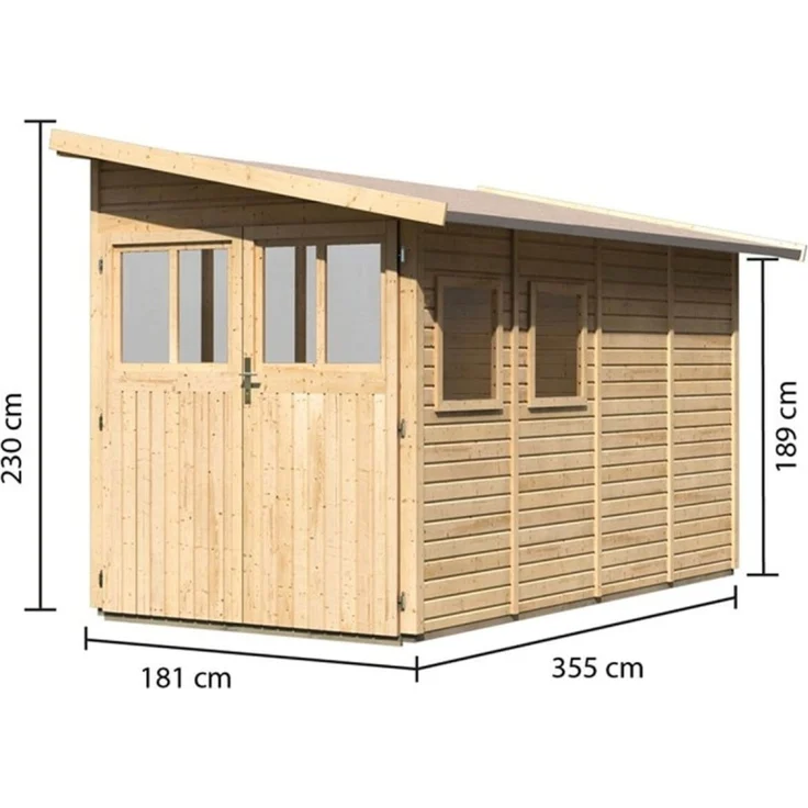 Karibu Gartenhaus Wandlitz 4 Anlehnhaus 19mm naturbelassen – Bild 2