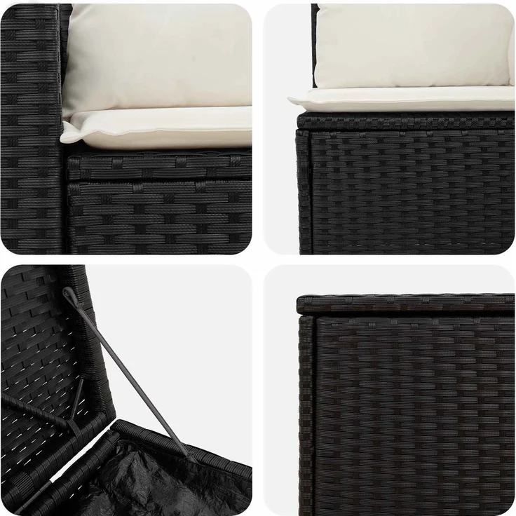 vidaXL Sofa Set 5 stk. Schwarz und Cremeweiß Polyrattan und Stahl 3447889 – Bild 6