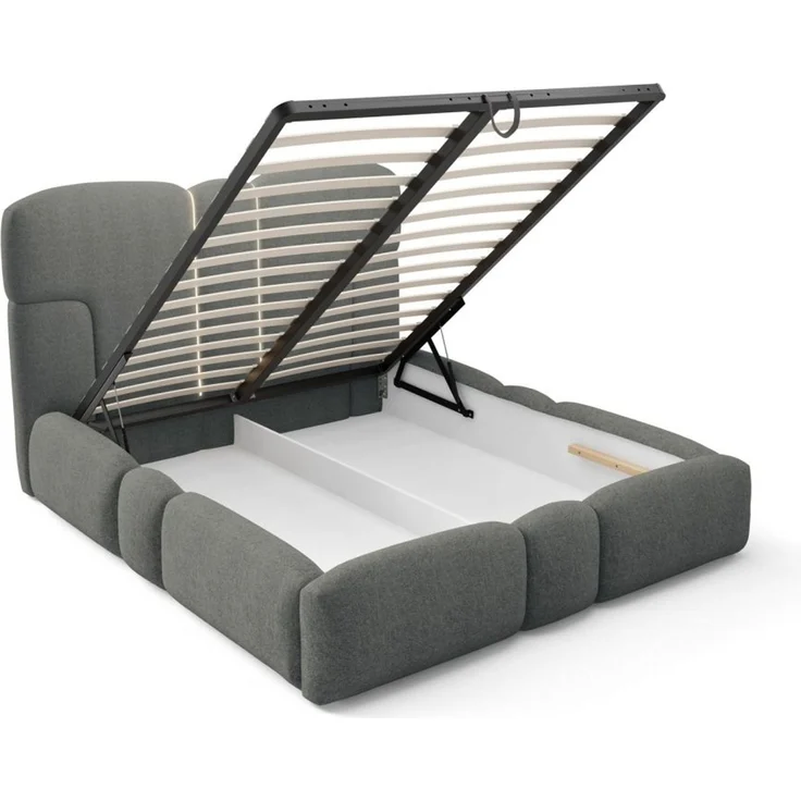 Polsterbett Schlafzimmerbett JORDAN 180x200cm Komplettset in Stoff Doha Dunkelgrau – Bild 4