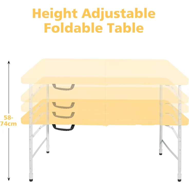 Abrihome Gartentisch 25 cm höhenverstellbar mit 135 kg Tragkraft, Hellgelb, 74x61x125 cm – Bild 6