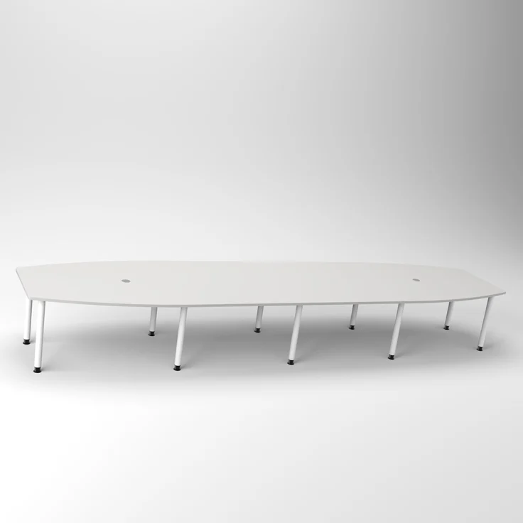 Rheinland Möbel Konferenztisch KONTI 520x130 cm – ovaler Besprechungstisch in Nussbaum mit weißen Rundrohrfüßen & 2 Kabelauslässen, erweiterbarer Meetingtisch für 16–18 Personen, moderner XXL-Tisch fürs Büro – Bild 1