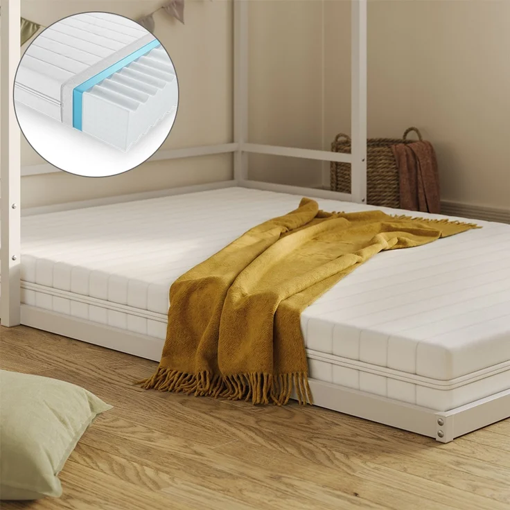 Bodenbett Roofy Weiß 140x200 mit Matratze Vitalispa – Bild 4