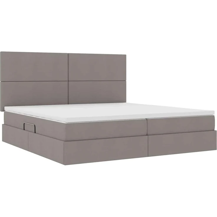 vidaXL LED-Speicherbett mit Matratze Taupe 200 x 200 cm Stoff 3372378 – Bild 6