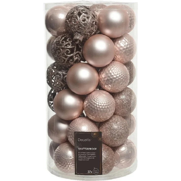 Kaemingk Weihnachtsbaumkugel Weihnachtsbaumkugeln Kunststoff Ornamente Ø 6 cm 37 Stück rosa mix – Bild 3