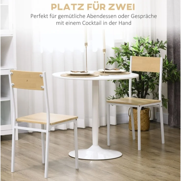 Esstisch Ø80 x 75 cm – runder Küchentisch aus MDF mit pulverbeschichtetem Stahlfuß – Bild 2