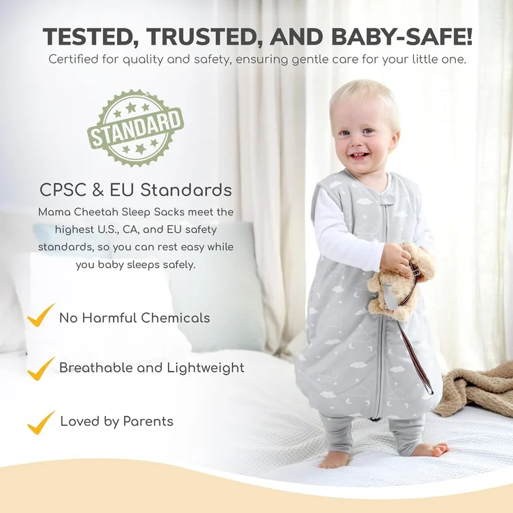 Kleinkind Schlafsack mit Füßen, 2,5 TOG Bio-Baumwolle Baby Schlafsack mit Beinen, Baby Wearable Decken für Walker mit 2-Wege-Reißverschluss, Baby Schlafsack für Mädchen & Jungen, 6-18 Monate – Bild 2