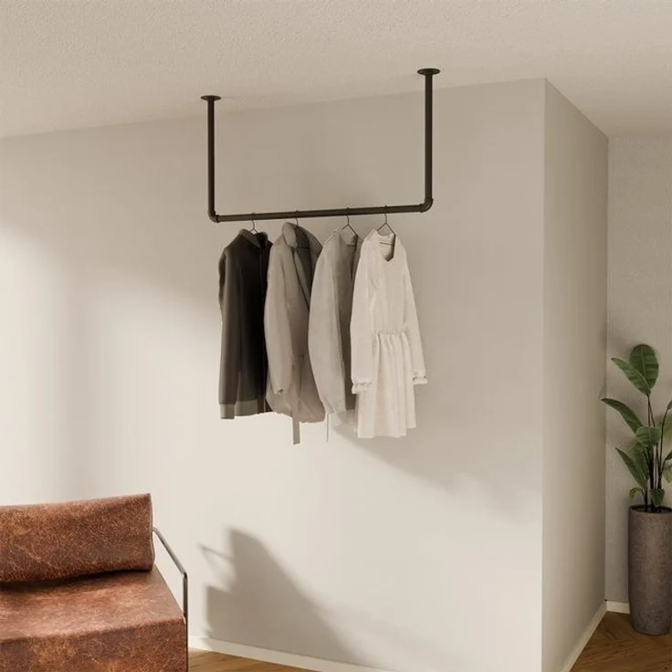 pamo. design Garderobenstange HANG, (zur Deckenmontage), Offene Garderobe für den Eingangsbereich oder als Handtuchhalter – Bild 4