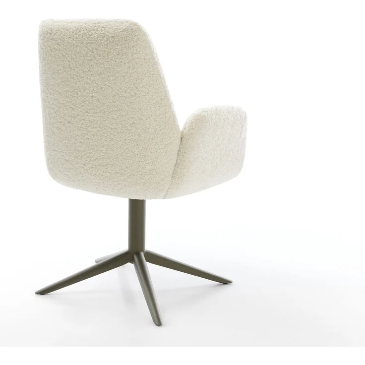 Drehstuhl Zoa-Flex Teddystoff Beige Fußkreuz Effektfinish Titan 360° drehbar Wippfunktion Taschenfederkern – Bild 4