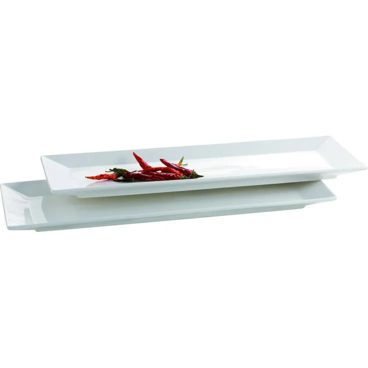 Mäser 923315 Trendy Line Teller, rechteckig, 32x11cm, weiß (2er Pack)