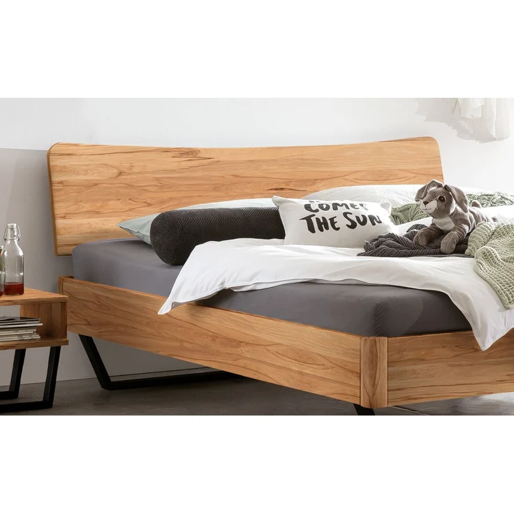 Hasena Massivholzbett Tresali Wildbuche mit Metallkufen 140x210 cm, Fußhöhe 20 cm – Lounge – Bild 3