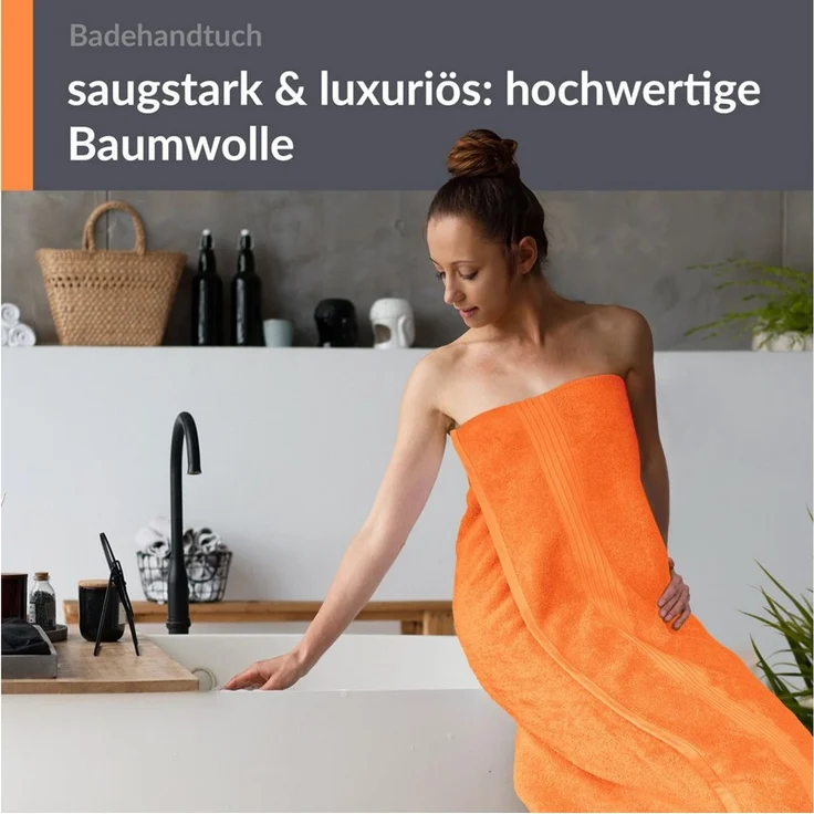 Lashuma Badetuch - Badehandtuch Linz, Frottee (1-St), Frottee Strandtuch orange 100x150 cm