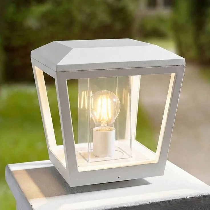 Lucande Außen-Stehlampe Dunia, Metall, Weiß IP54, 1x15 W LED