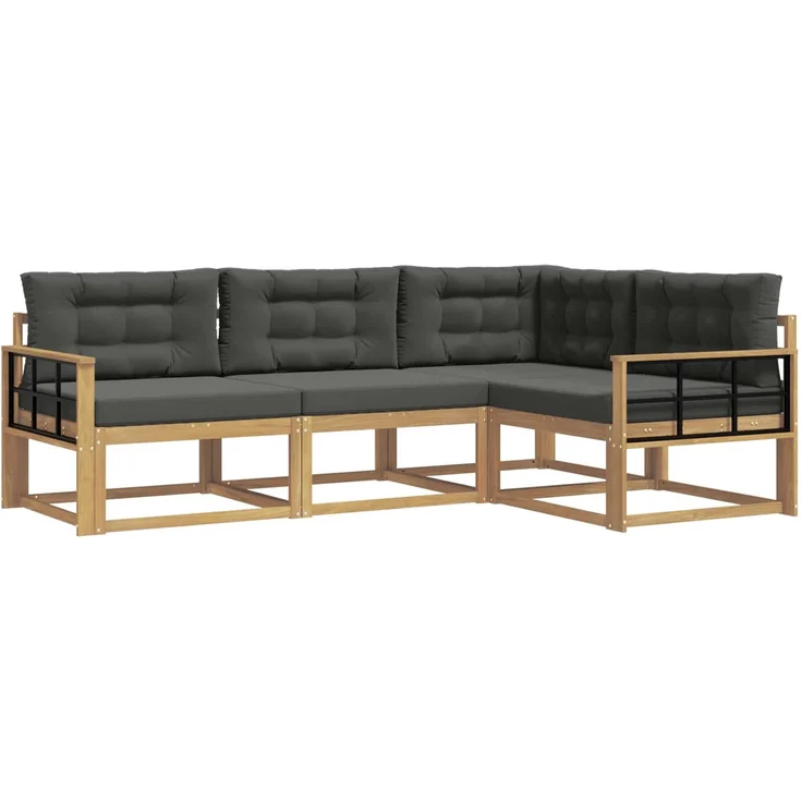 vidaXL Outdoor-Sofagarnitur 4 stk. Weiß und Anthrazit 3386386 – Bild 2