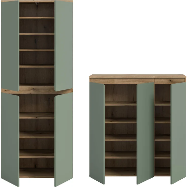Universalschrank (B/H/T: 190x175x37 cm) in Evoke Oak Nachbildung und Smoke Green Nachbildung – Bild 3
