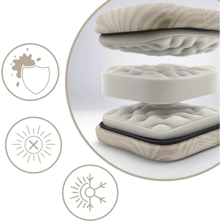 Sofotel Sonnenliege Klappbare Gartenliege Bis 120 kg Liegestuhl mit Kissen und Kopfstütze Beige ChillWell Luxury – Bild 9