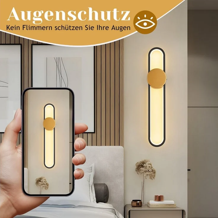ZMH LED Wandleuchte Innen Wandlampe 12W 3000K U-Form Modern Flur Schlafzimmer Wohnzimmer, Innenleuchtend, LED fest integriert, warmweiß, 12W,1200lm, Warmweiß, vertikal oder horizontal montierbar – Bild 3