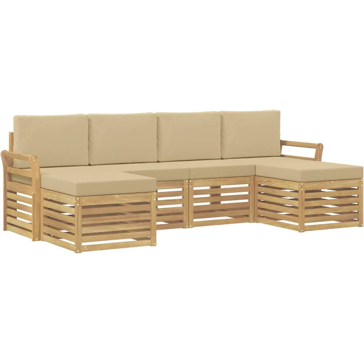 vidaXL Outdoor-Sofagarnitur 6 stk. 6-Sitzer Weiß und Beige Polyester 3392278 – Bild 2