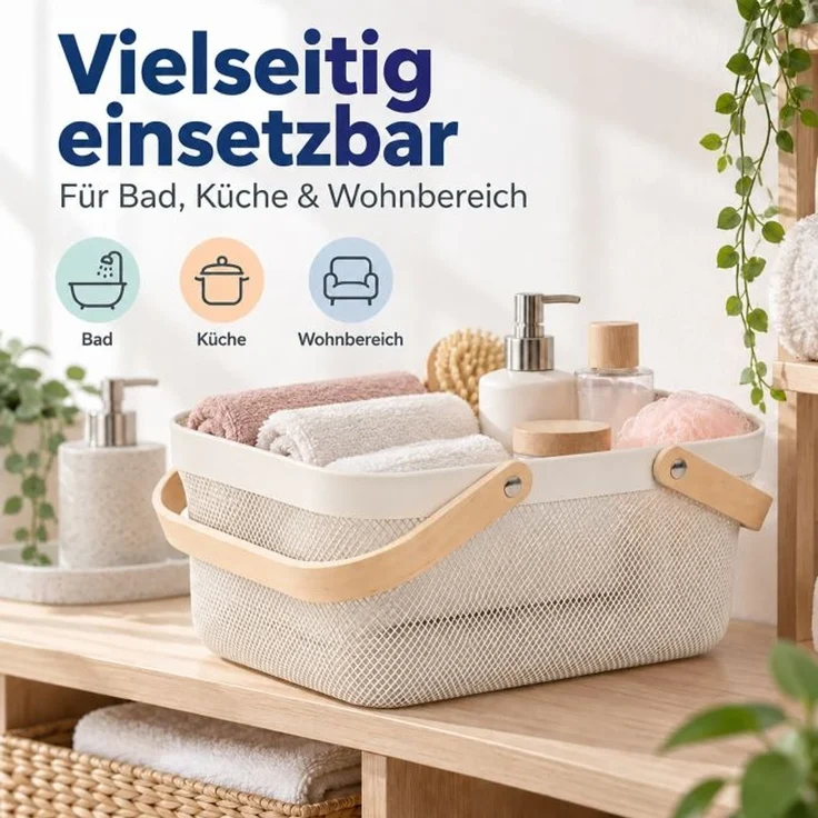 Relaxdays Eckiger Drahtkorb mit Henkeln – Bild 2