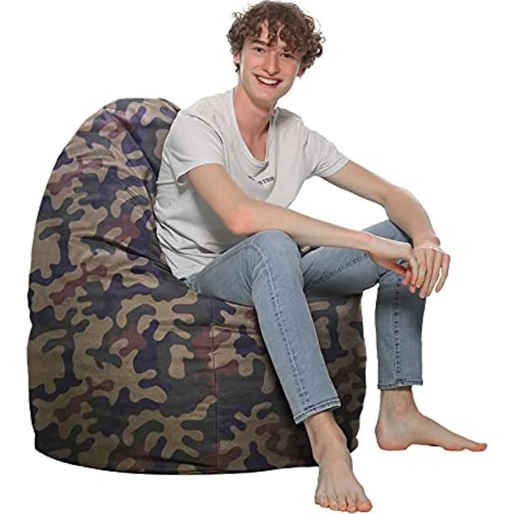 HomeIdeal - Sitzsack XXL Bodenkissen für Erwachsene & Kinder - Geeignet für Gaming oder Entspannen - Indoor wie Outdoor da er Wasserfest ist - mit EPS Perlen, Farbe:Camouflage, Größe:XXL – Bild 6