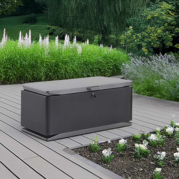 ELEGANO Gartenbox 60x132, Iron Grey / Grafit, Abschließbar, inkl. Einlegekörbe, Aluminium – Bild 3