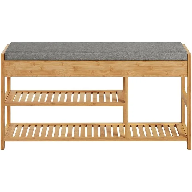 SoBuy FSR47-N Schuhbank, Massivholz, Lackiert, Bambus, 90 x 45 x 30 cm