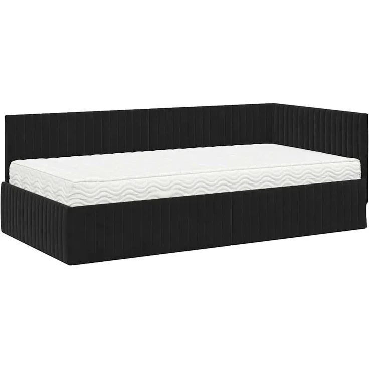 vidaXL Eckbettgestell mit Matratze mit Kopfteil 2 pcs Schwarz Samt 3393823 – Bild 4