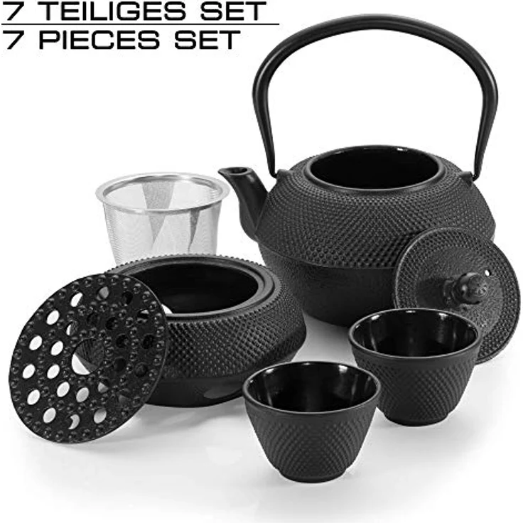 Dimono Teekanne Gusseisen Teebecher Teetassen, (Traditionelles Tee-Set), Emaille – Bild 10
