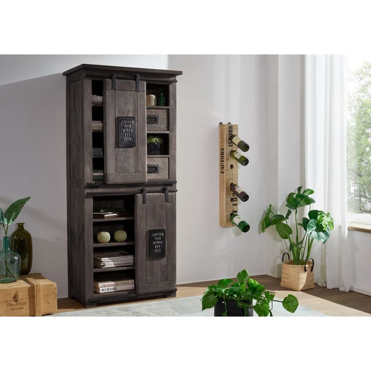 Schrank Mango 80x45x175 grau lackiert RAILWAY #217 – Bild 7