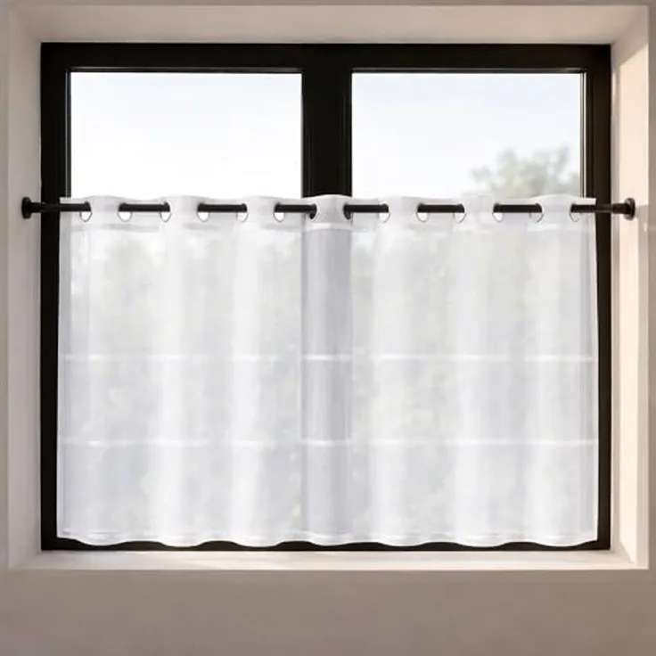 Happy Home Scheibengardine HARLOTTA, Ösen (1 St), transparent, HxB: 53x140, Webware "Made in Germany"