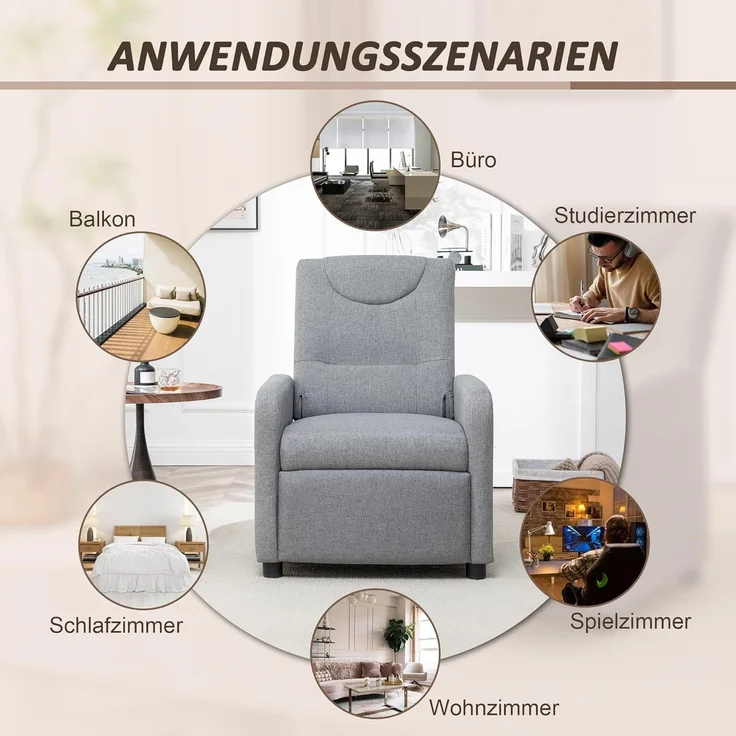 Thanaddo Sessel Relaxsessel,TV-Sessel mit Liegefunktion,Massagesessel, Fußstütze ausziehließer – Bild 9