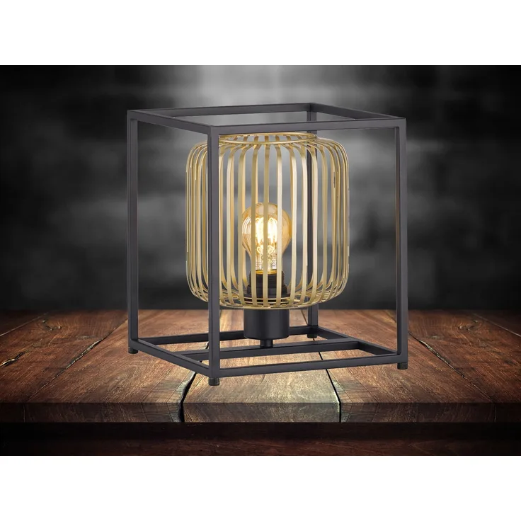 Fischer & Honsel 50620 Tischleuchte Caydo schwarz goldfarben E27