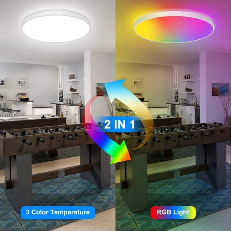 Athlix Deckenleuchte CE1133 Intelligente RGB-LED-Deckenleuchte, LED fest integriert, 16 Millionen RGB-Farben, Musik-Synchronisationsmodus – Bild 2