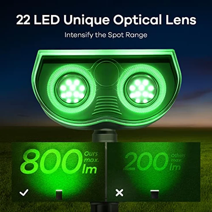 Linkind Bunt Solarlampen für Außen, RGB+Weiß Solar Strahler Garten mit 10 Lichtmodi, Solar Außenleuchte 2 in 1 Montage, Dusk to Dawn IP65 Solarleuchte StarRay für Bäume, Vorgarten, Hof, 2 Stück – Bild 5