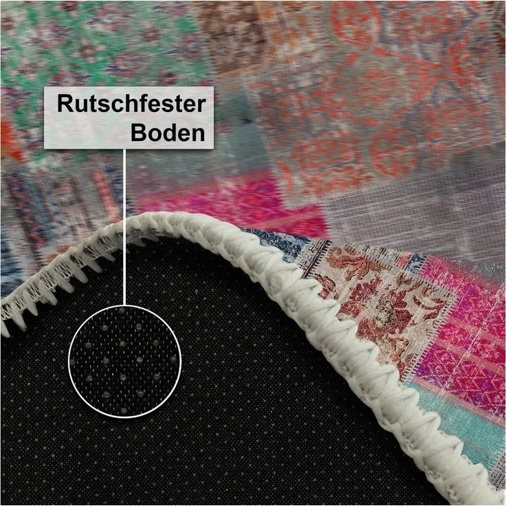 Bamyum Teppich Denise Teppich mit Chenille-Druck, Waschbarer, Antibakteriell Teppich, Einzelstück – Bild 3