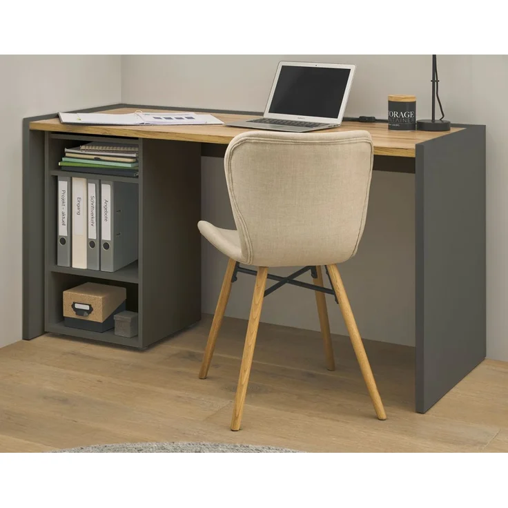 Büromöbel Set Center in grau matt und Eiche Wotan 143 cm – Bild 1