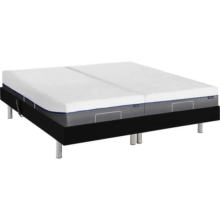 Relaxbett elektrisch mit Tellermodulen + Matratzen mit Memory Schaum - 2 x 90 x 200 cm - Schwarz - HESIODE III von DREAMEA – Bild 2