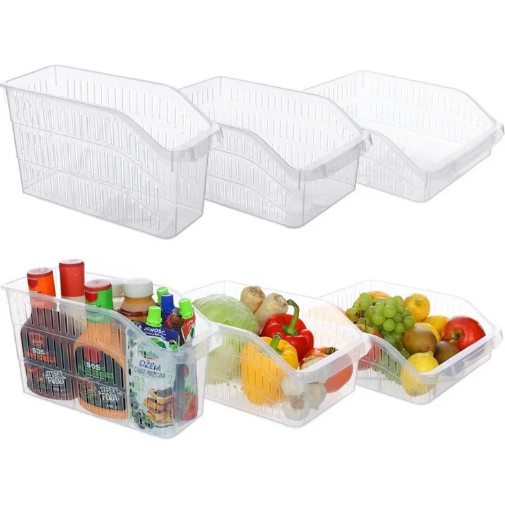 astor24 Aufbewahrungsbox 3er Set Kühlschrank Organizer Aufbewahrungs Box Korb Kiste Vorratsbehä – Bild 1