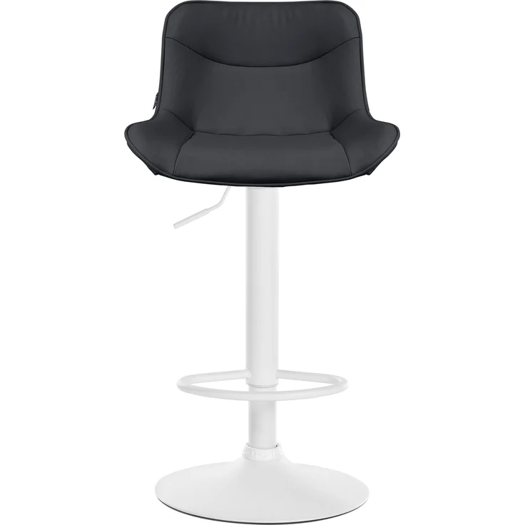 2er Set Barhocker RAGAD - Kunstleder Schwarz 49x51x85 cm Weiß | Barstuhl Höhenverstellbar Mit Lehne Drehbar Tresenhocker Tresenstuhl Kneipenhocker – Bild 2