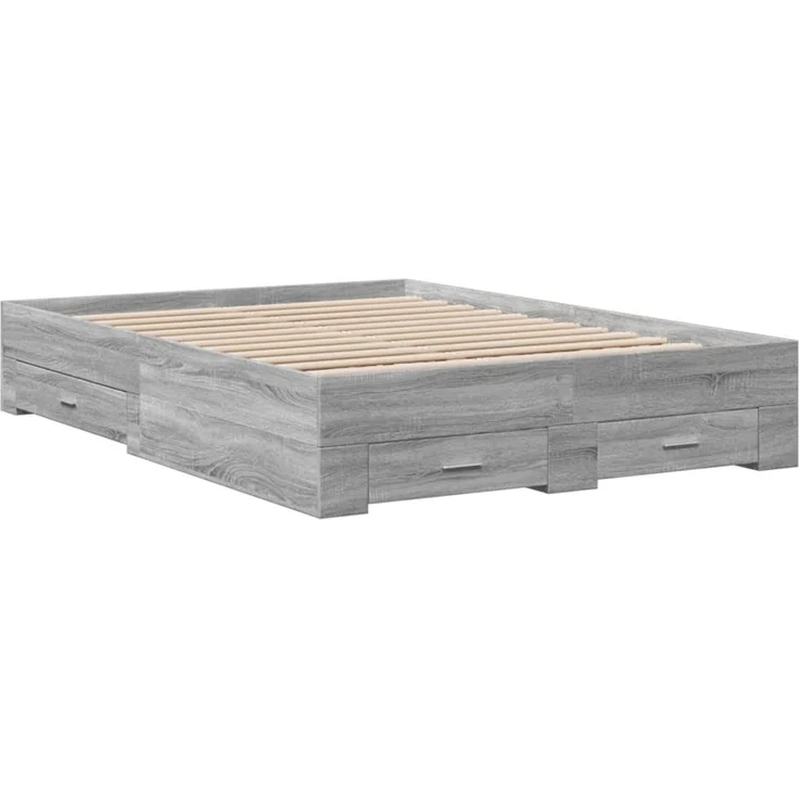 vidaXL Bettgestell mit Schubladen Grau Sonoma 120x200 cm Holzwerkstoff 3280396 – Bild 3