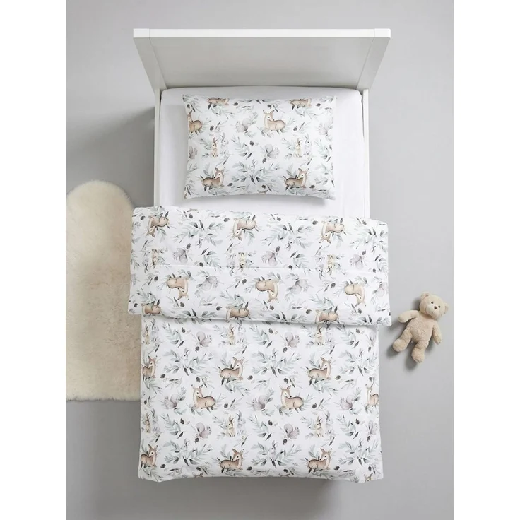 TupTam Kinderbettdecke-Set, Ganzjahresdecke, 2tlg., 1x Bettdecke, 1x Flachkissen, Hasen / Rehe im Laub, 135x100 cm – Bild 3