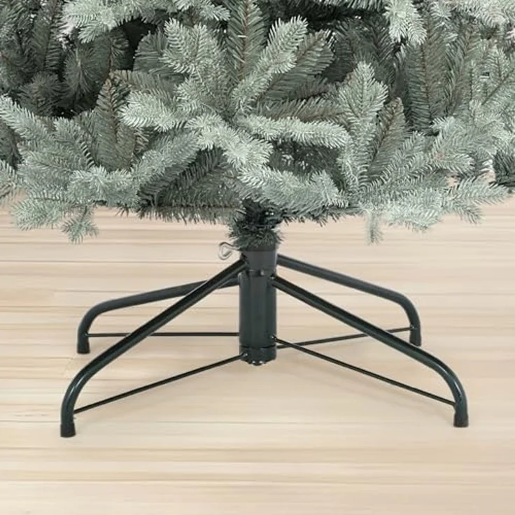 SALCAR 150 cm Künstlicher Weihnachtsbaum aus PE und unsichtbaren PVC-Spitzen, natürliche Blaugrau Tanne, Christbaum mit Schnellaufbau-Klappsystem und Metallständer – Bild 6
