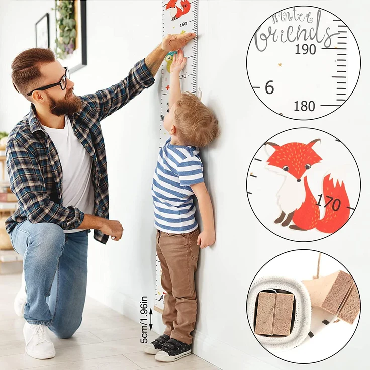 IWILCS Wachstum Messlatte, Höhe Wachstum Diagramm, Baby Messlatte Höhe Diagramm, mit Cartoon Fox Pattern für Schlafzimmer Kinderzimmer-Wanddekorationen(200cm *20cm) – Bild 3