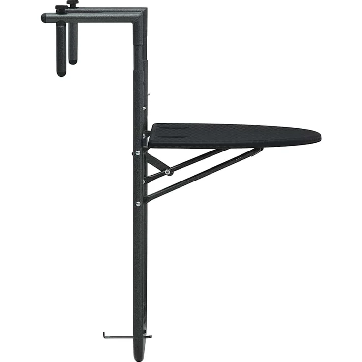 Balkonhängetisch, Balkontisch Schwarz 60 x 64 x 83,5 cm Kunststoff Rattan-Optik – Bild 3